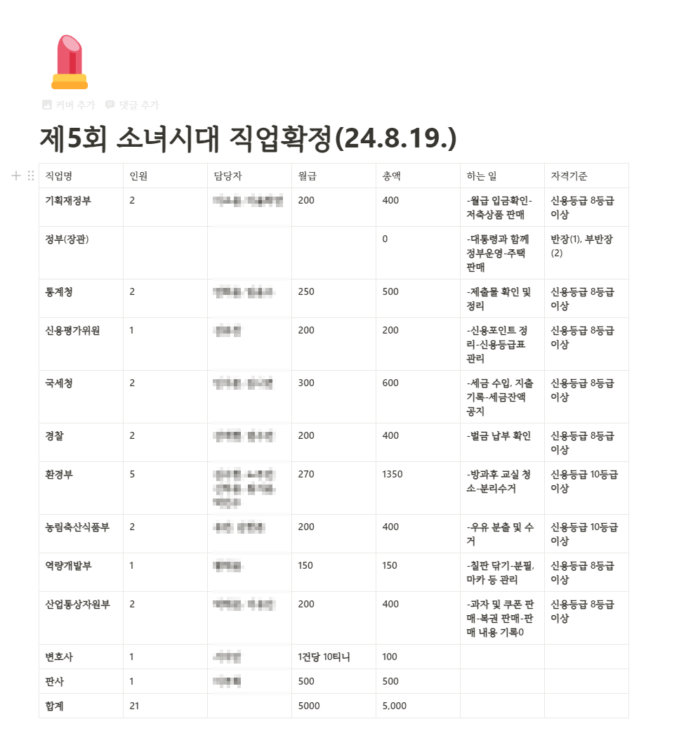 8월_5학년1반_학급홈페이지